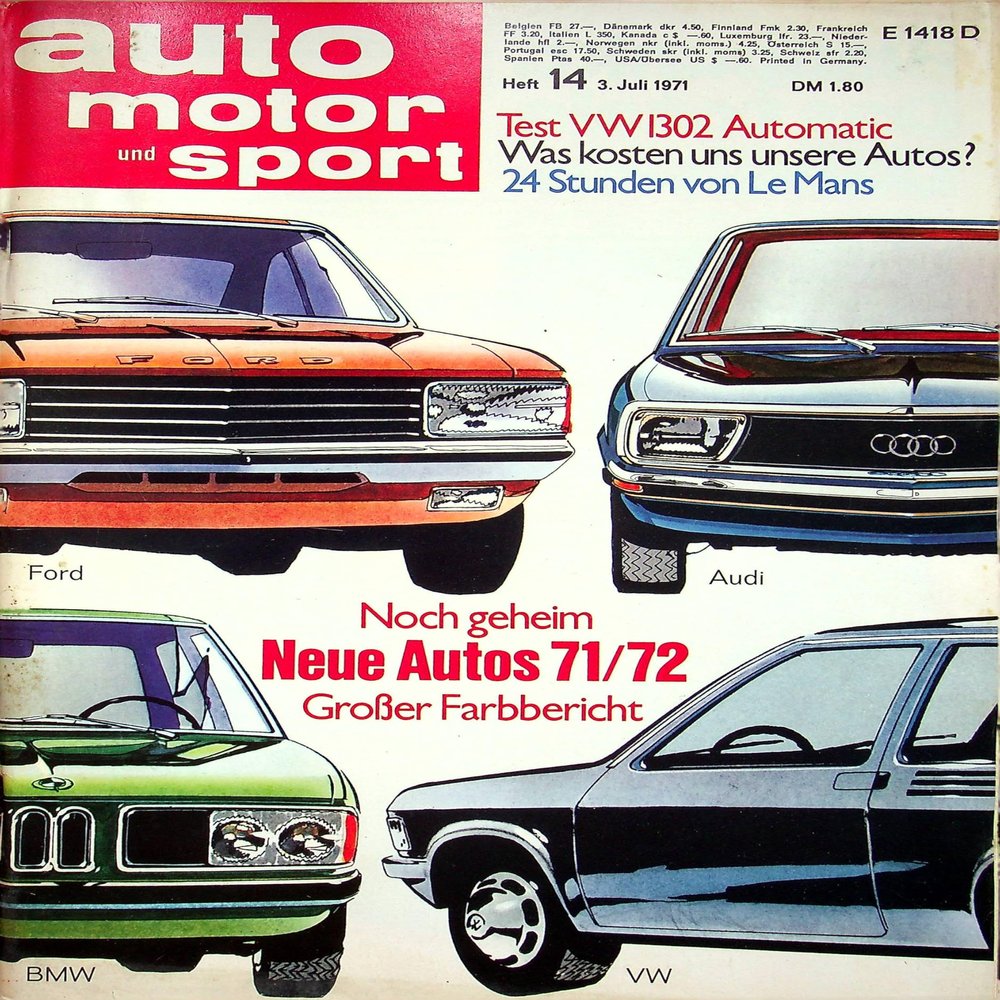 Authentic Historical Magazine from 1971 - Guaranteed 55 Years Old - Personalized 55th Birthday Gift for Men - Original 1971 Issue - Gift Idea for Men - auto motor sport 14/1971