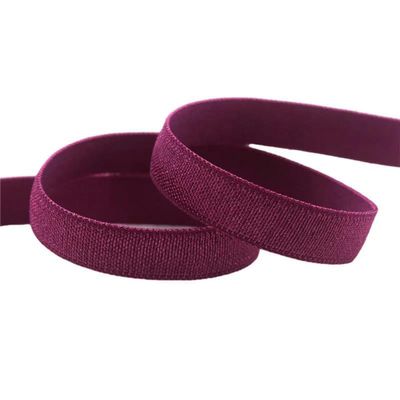 3/8 in (10 mm) Solid Shiny Non-Fold-Over Spandex Satin Elastic Band, Wine Red, 2 Yards