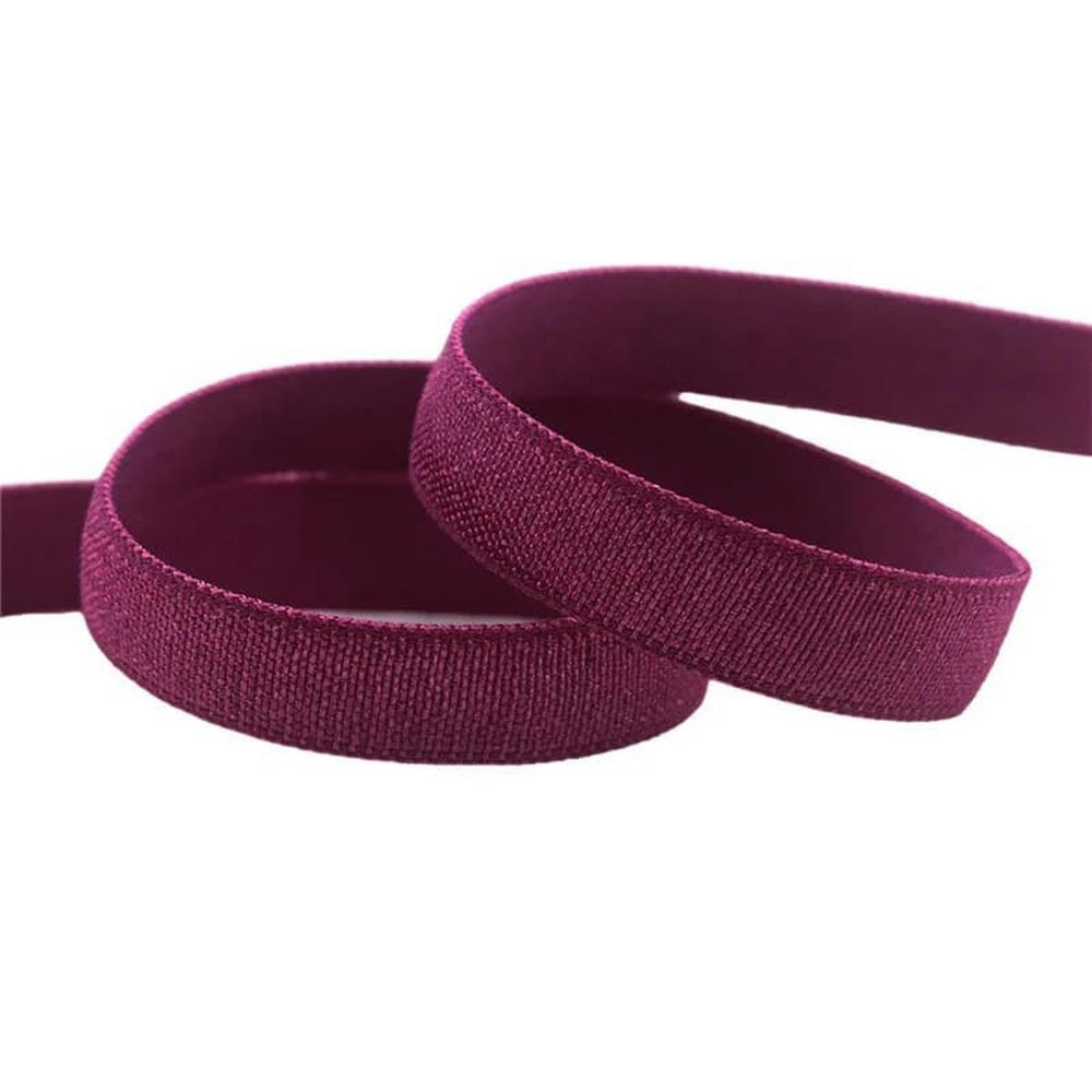 3/8 in (10 mm) Solid Shiny Non-Fold-Over Spandex Satin Elastic Band, Wine Red, 2 Yards