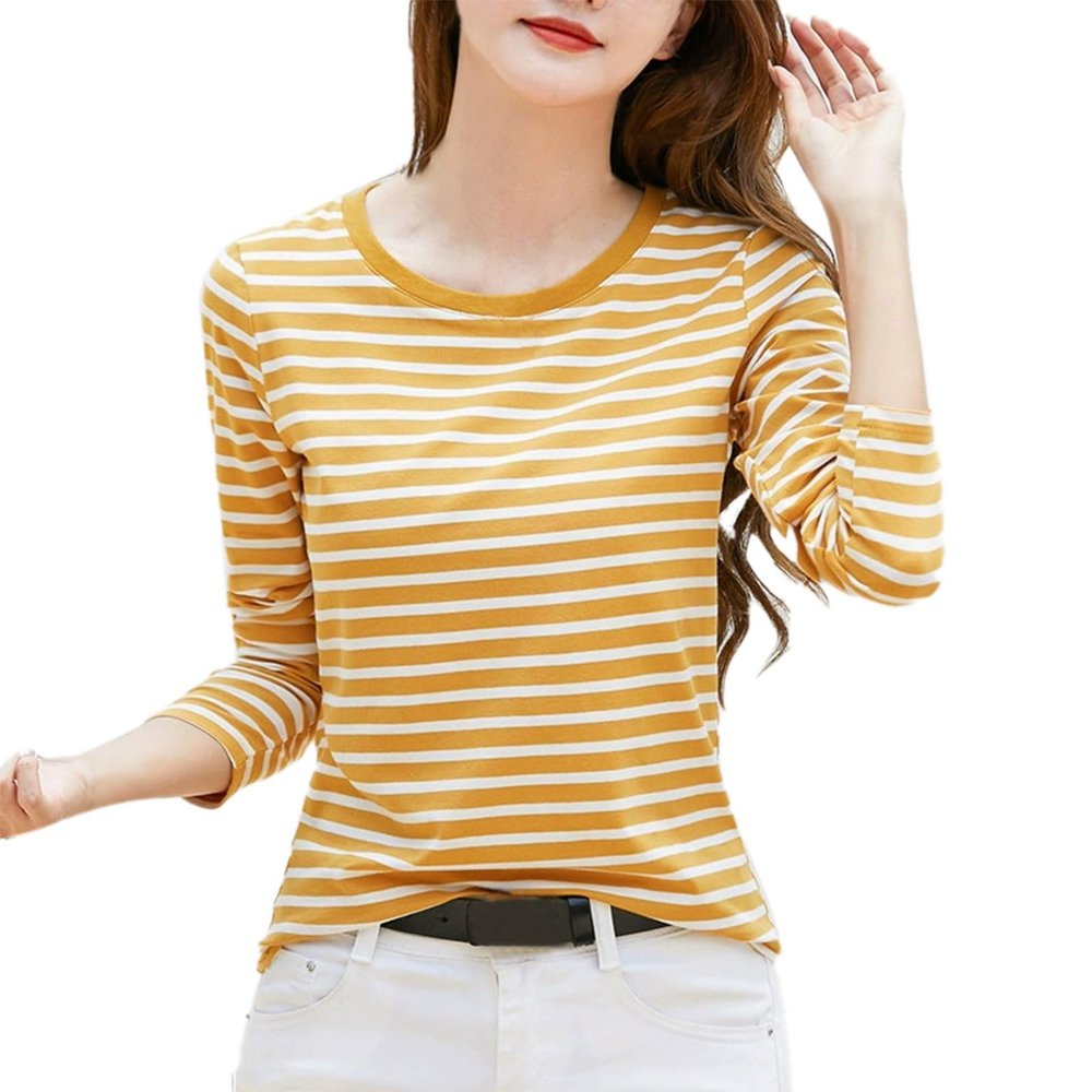 Women's Red and White Striped Long-Sleeve Shirt for Carnival