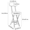 ZIHQRgE Portable Folding Stool with Backrest, Round Padded Seat, 47 cm, Brown view 3