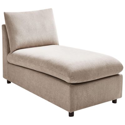 Beliani Vizille Beige Taupe Fabric Chaise Lounge with Cushions