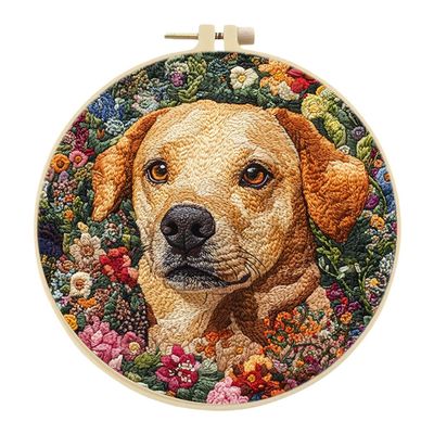 ARVALOLET Cross-Stitch Kit with Dog and Flowers Pattern