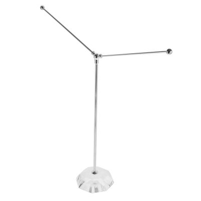 Small Metal Flag Holder for Desk, Sturdy, Silver, Crystal