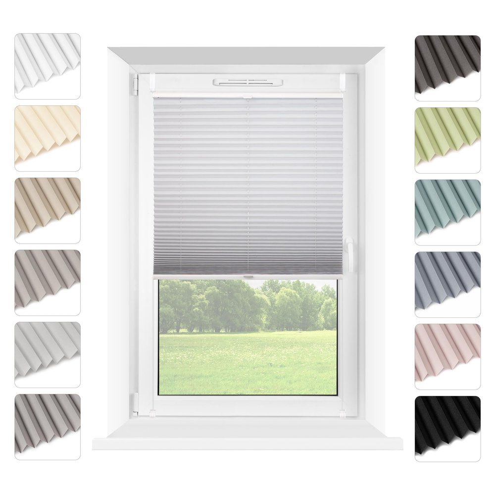 Mardom Thermal Pleated Shade, No Drilling, Stone, 85 x 150 cm
