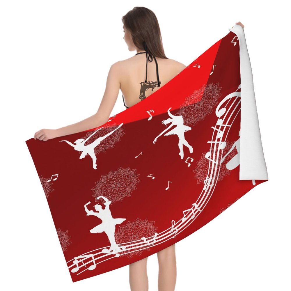 Leichong Ballerina Microfiber Beach Towel, 100 x 200 cm, 3D Cartoon Pattern