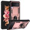 Jiajihua Case for Samsung Galaxy Z Flip4 5G SM-F721B/SM-F721B/DS, Hard PC + TPU, Magnetic Ring Kickstand, Pink view 1
