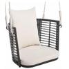 GYMAX PE Rattan Hanging Chair with Cushions and 2 Hanging Ropes, 180 kg Capacity, White view 1
