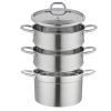Steamer/Soup Pot, 304 Food-Grade Stainless Steel, 3-Layer Clad Base, 28 cm view 1