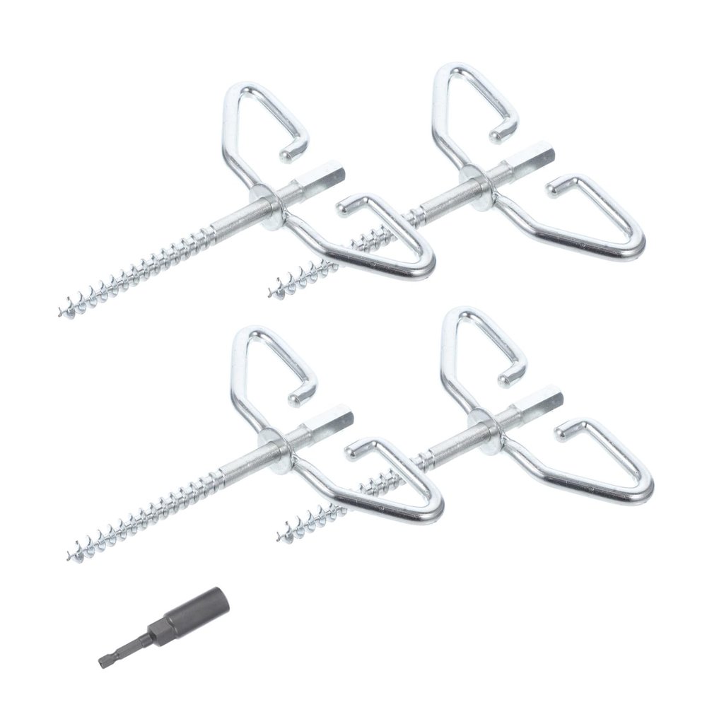 Ice Fishing Shelter Anchors, 1 Set, Steel and Rubber