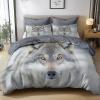 Wolf 3D Bedding Set, 155 x 220 cm, Polyester-Cotton Duvet Cover with 2 Pillowcases view 1