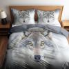 Wolf 3D Bedding Set, 155 x 220 cm, Polyester-Cotton Duvet Cover with 2 Pillowcases view 3