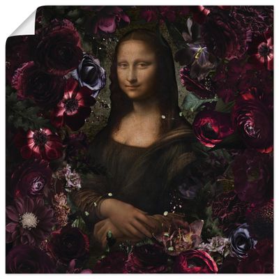 ARTLAND Wall Decor Poster & Art Print, 100 x 100 cm, Flowers, Roses, Painting, Portrait, Mona Lisa, Renaissance U5KK