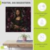ARTLAND Wall Decor Poster & Art Print, 100 x 100 cm, Flowers, Roses, Painting, Portrait, Mona Lisa, Renaissance U5KK view 2
