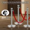 VEVOR Crowd Control Stanchions, 8-Piece Set with 4 Red Velvet Ropes, 5 ft Long, Stainless Steel with Refillable Bases, Silver view 2