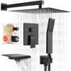 12-Inch Matte Black Wall-Mount Rain Shower System with Tub Spout view 1