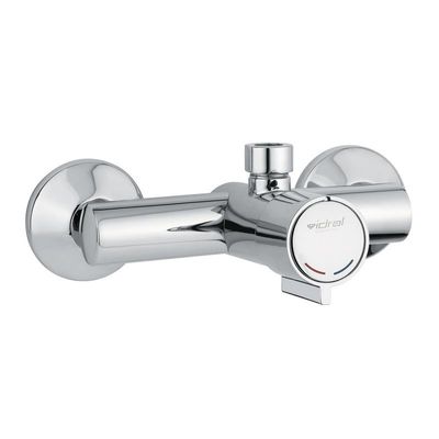 MINIMAL Timed Wall-Mounted Shower Mixer with Push-Button Control - Idral