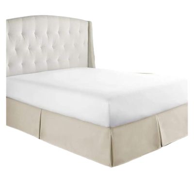 MZPOZB Pleated Custom-Fit Bed Skirt, 35 cm High, Cream, 140 x 200 x 35 cm