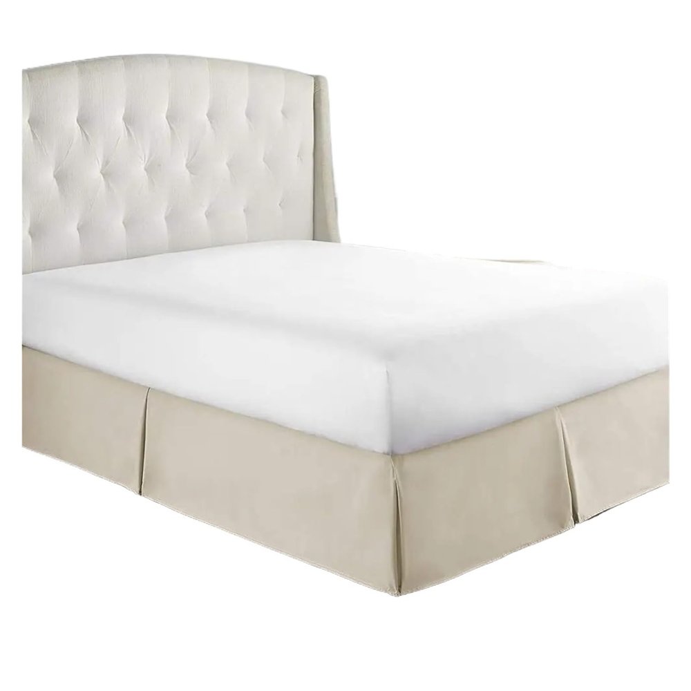 MZPOZB Pleated Custom-Fit Bed Skirt, 35 cm High, Cream, 140 x 200 x 35 cm
