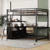 ModernLuxe Metal Frame Kids' Loft Bed with Desk, 140 x 200 cm, Drawers, Black, No Mattress view 1