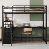 ModernLuxe Metal Frame Kids' Loft Bed with Desk, 140 x 200 cm, Drawers, Black, No Mattress view 2