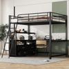 ModernLuxe Metal Frame Kids' Loft Bed with Desk, 140 x 200 cm, Drawers, Black, No Mattress view 3