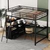 ModernLuxe Metal Frame Kids' Loft Bed with Desk, 140 x 200 cm, Drawers, Black, No Mattress view 4