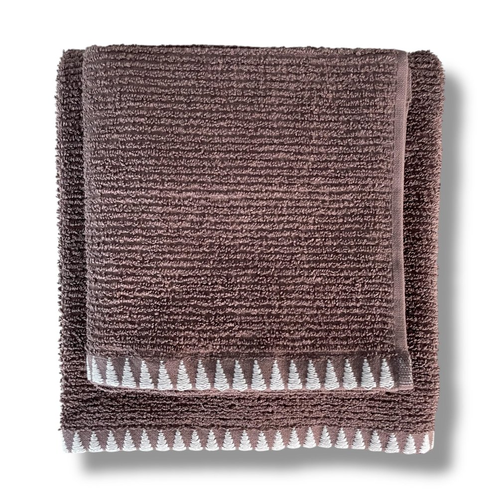 M.S Maison Sucre Brera Terry Cotton Towel Set, Jacquard, 475 g/m², Chocolate