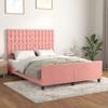 HEFZGDB Velvet Bed Frame with Headboard, Pink, 140 x 200 cm view 2
