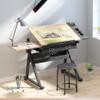 Adjustable Drafting Table with Storage, Maple Top view 2