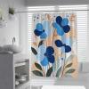 SHUODAOCO Modern Minimalist Boho Floral Shower Curtain, Washable Waterproof Fabric Set with Hooks, 100W x 200L cm view 1