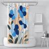 SHUODAOCO Modern Minimalist Boho Floral Shower Curtain, Washable Waterproof Fabric Set with Hooks, 100W x 200L cm view 2