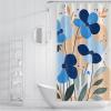 SHUODAOCO Modern Minimalist Boho Floral Shower Curtain, Washable Waterproof Fabric Set with Hooks, 100W x 200L cm view 3
