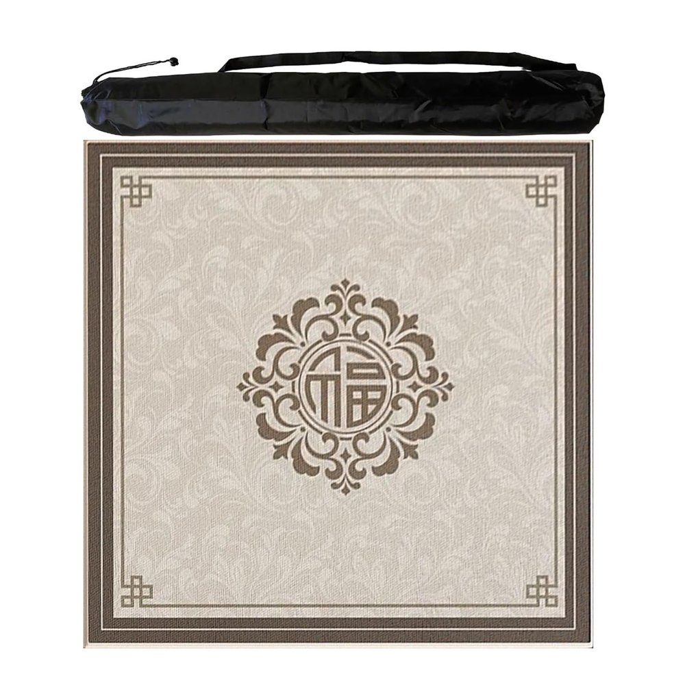 Thick Mahjong Mat for Tables, Non-Slip Noise-Reducing Table Cover with Carrying Bag, 85 x 85 cm