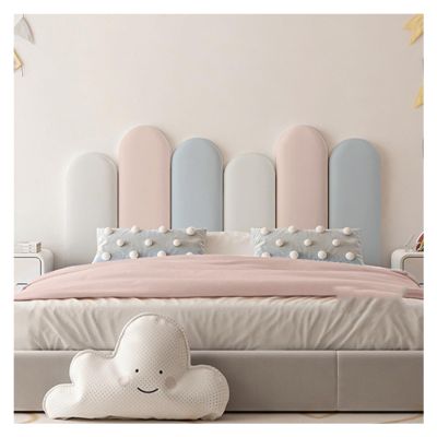 Padded Wall Panels, Soft Child-Safety Headboard, Self-Adhesive 3D Wall Cushion, 55 x 120 cm, Color B, 5 cm Thick