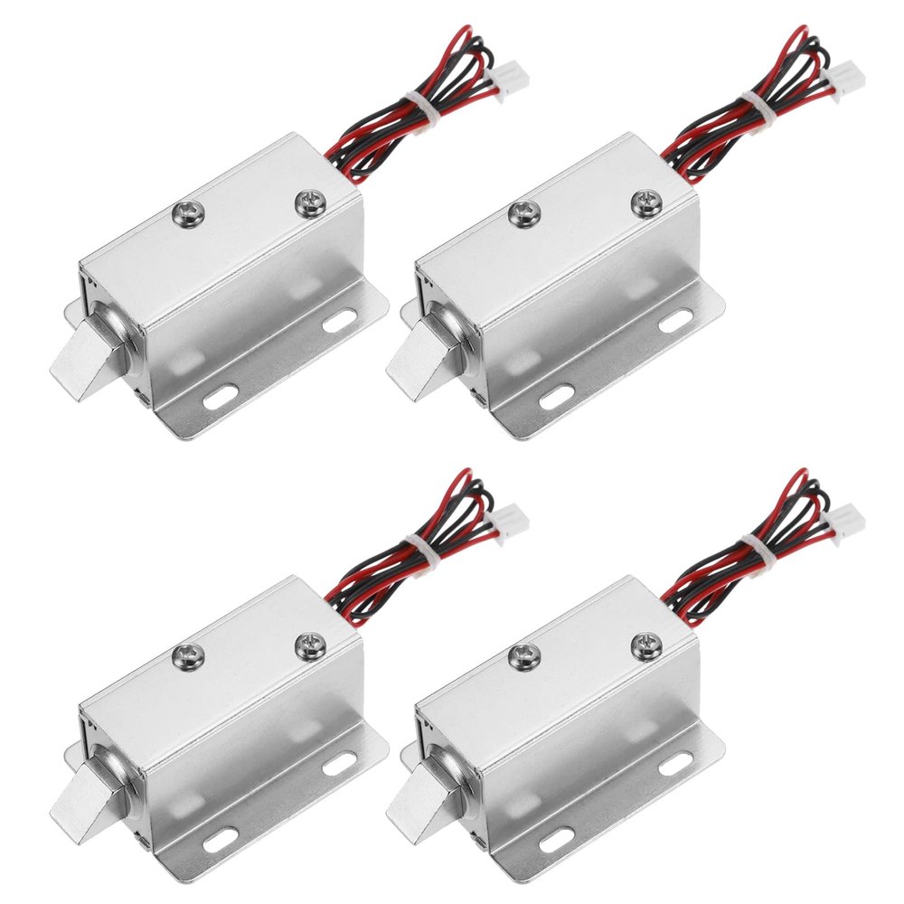 QUARKZMAN DC 12V 0.3A Electromagnetic Solenoid Lock, Mini Door/Cabinet Lock, 4-Pack