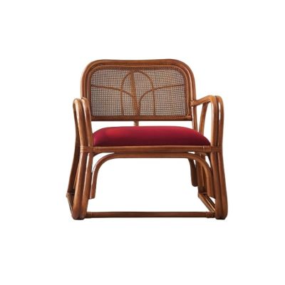 HLHLOP777 Retro Rattan Lounge Chair with Cushion and Armrests