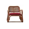 HLHLOP777 Retro Rattan Lounge Chair with Cushion and Armrests view 1