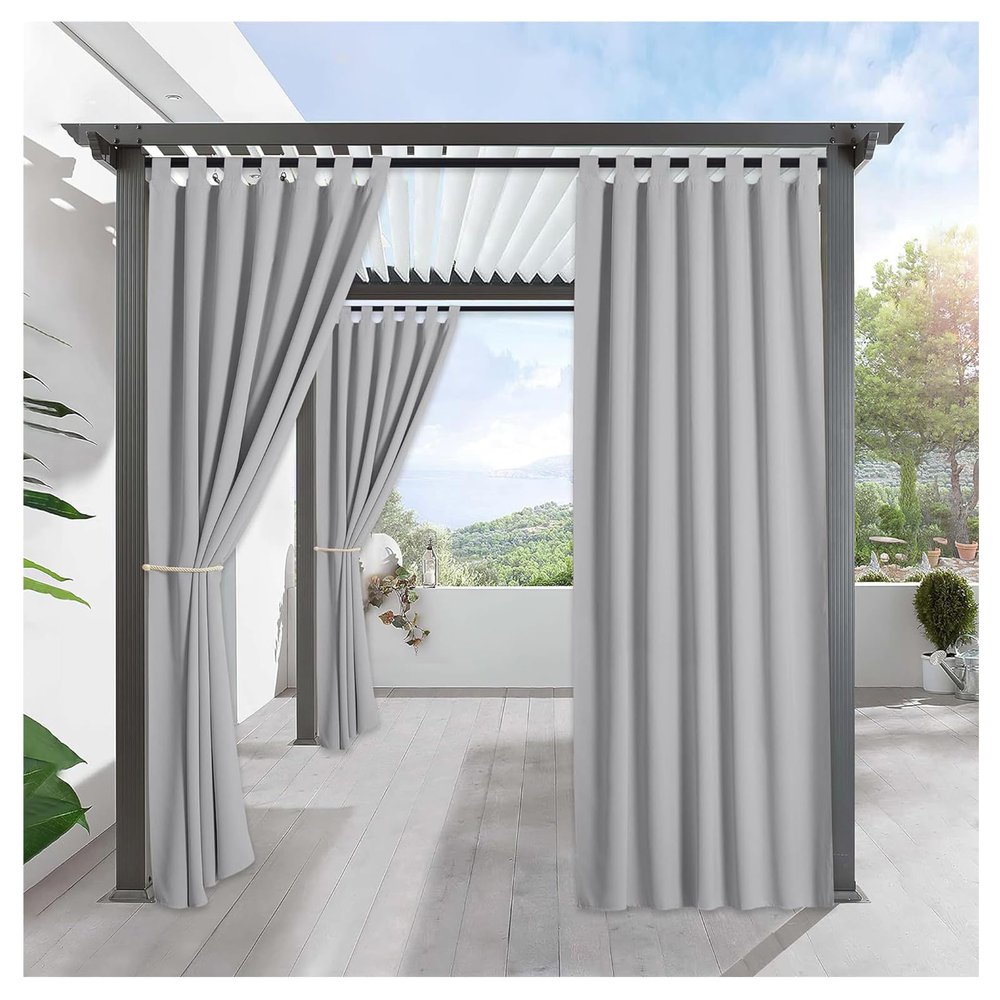 Outdoor Curtains, 2-Piece Set, Waterproof, Solid Color, Blackout
