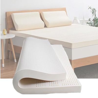 Generic Organic 100% Natural Latex Mattress Topper, Pressure-Relieving Mattress Pad for Back Pain, Organic Latex Cover, 3 in, 65 x 79 in