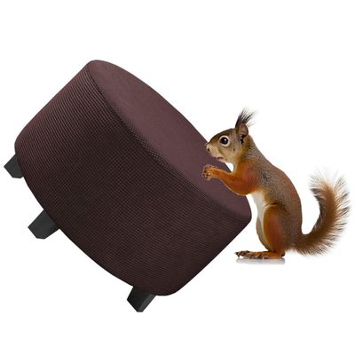 RTSFKFS Round Ottoman Slipcover, Stretch Stool Cover, Chocolate, 80 cm