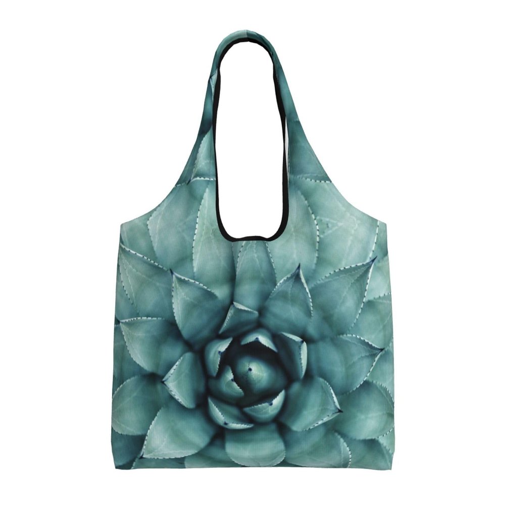 CHANGLEI Black Succulent Canvas Tote Bag, Reusable, Foldable and Washable, One Size