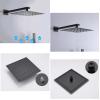 Concealed Shower Mixer Set with Square Rain Showerhead and Digital Temperature Display view 2