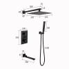 Concealed Shower Mixer Set with Square Rain Showerhead and Digital Temperature Display view 3