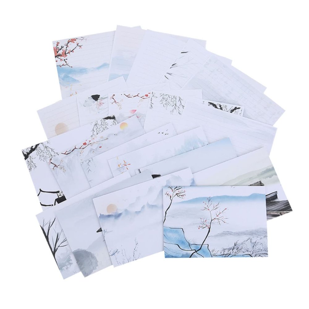 Stationery Set with Letter Paper and Envelopes, 10 Sets