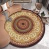 QJDTZMD Round Rug, 100 cm, Non-Slip Low-Pile Machine-Washable Rug with Yellow and Black Retro Ethnic Pattern view 1