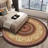 QJDTZMD Round Rug, 100 cm, Non-Slip Low-Pile Machine-Washable Rug with Yellow and Black Retro Ethnic Pattern view 2