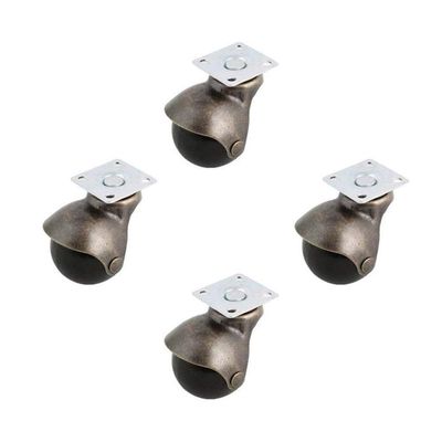 Ball Casters, 4-Pack, with Top Plates, Antique Bronze, Heavy-Duty Bearings (No. 2606)