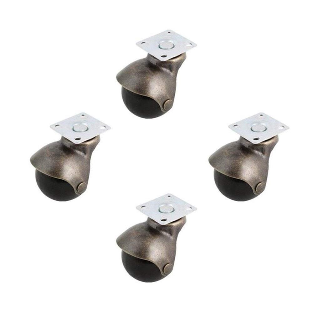 Ball Casters, 4-Pack, with Top Plates, Antique Bronze, Heavy-Duty Bearings (No. 2606)