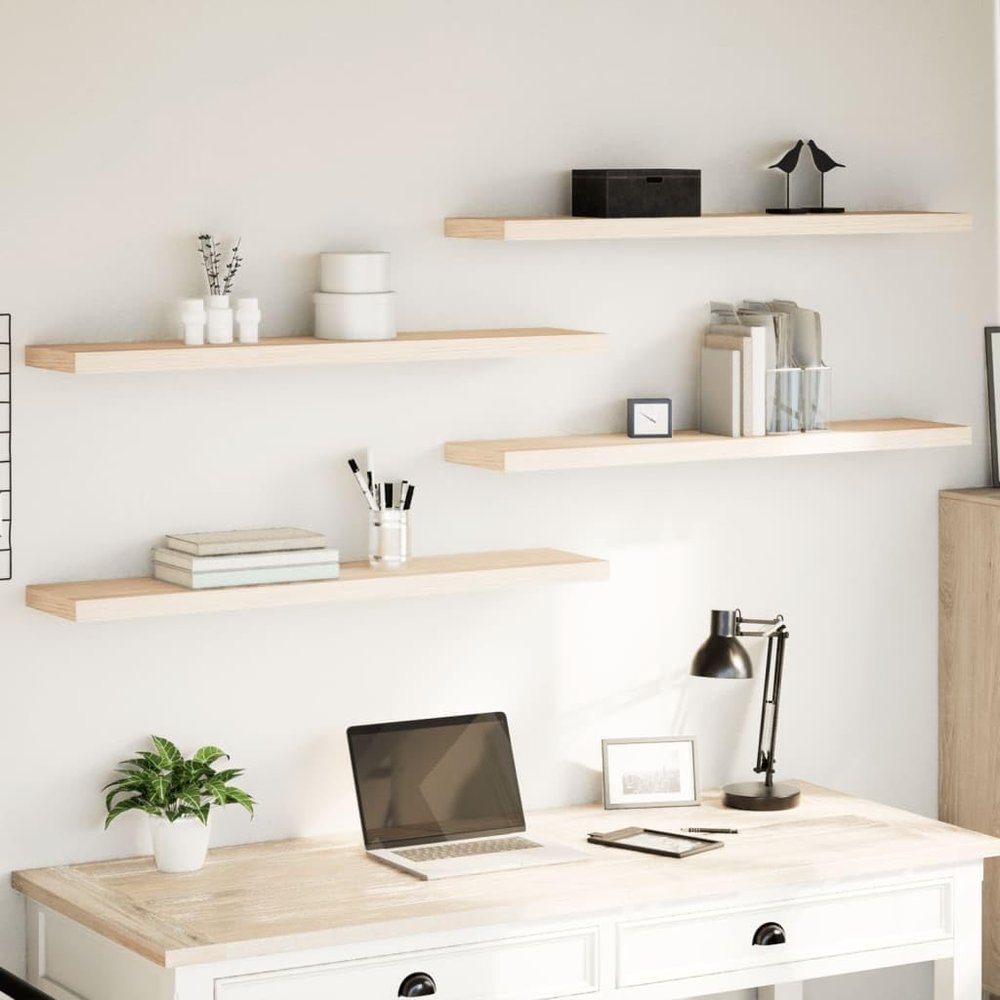 Lauuoeriau Floating Wall Shelves, 4-Piece Set, 110 x 23.5 x 4 cm, Wood